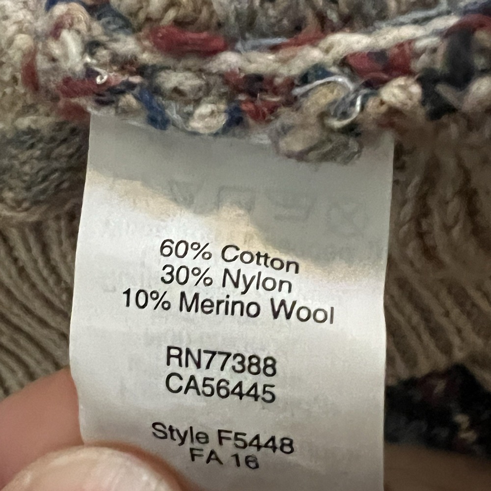 J Crew Men's Striped Fair Isle Crew Neck Sweater Size XL  Beige Blue - Picture 6 of 6